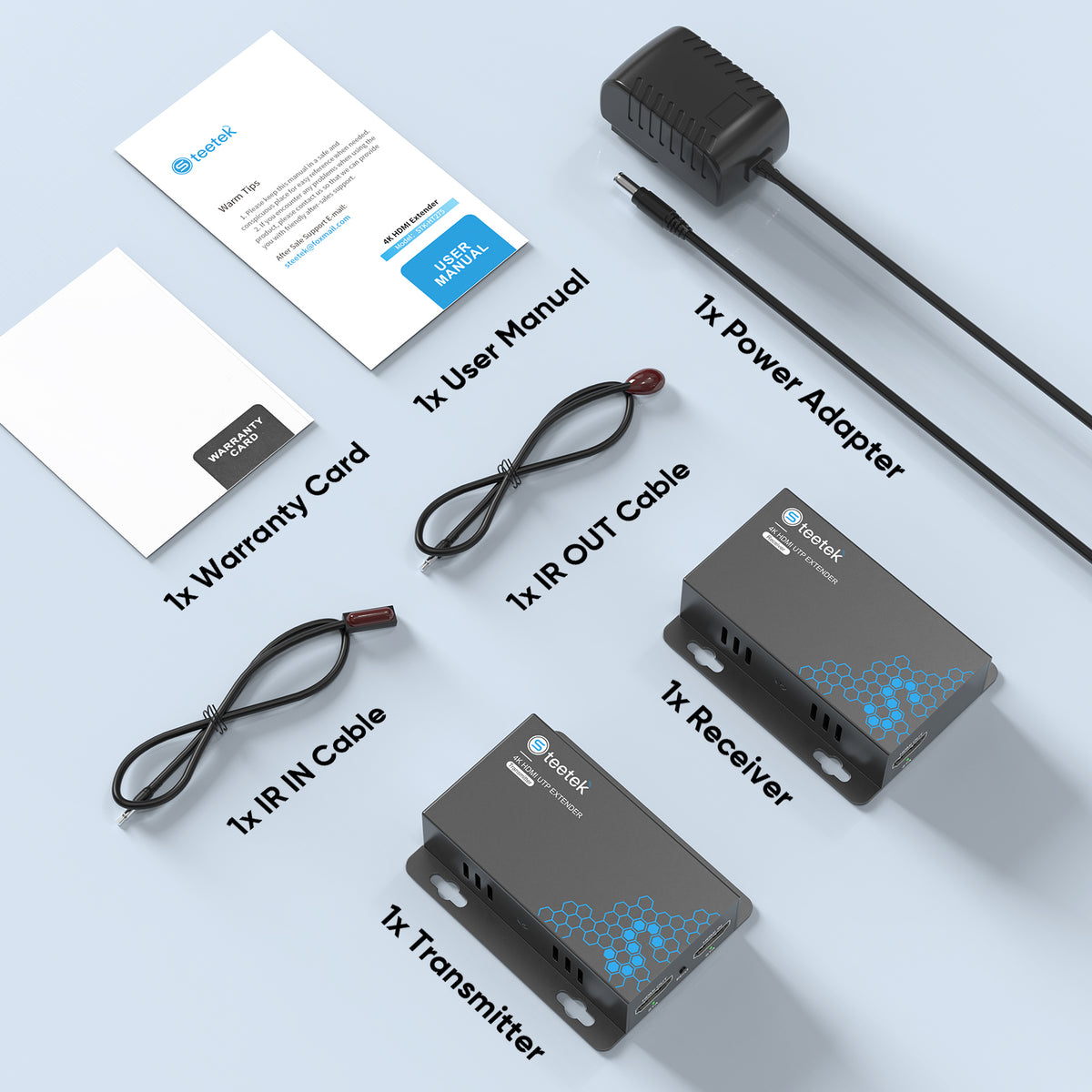 4K HDMI Extender Over Ethernet, 230FT, PoC, IR, Loop Out -HT275 4K 30Hz to 131FT or 1080P 60Hz to 230FT over Cat6/Cat7 with EDID, transmitter and receiver for home and professional AV